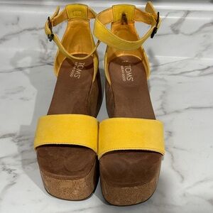 TOMS Yellow Platform Sandals